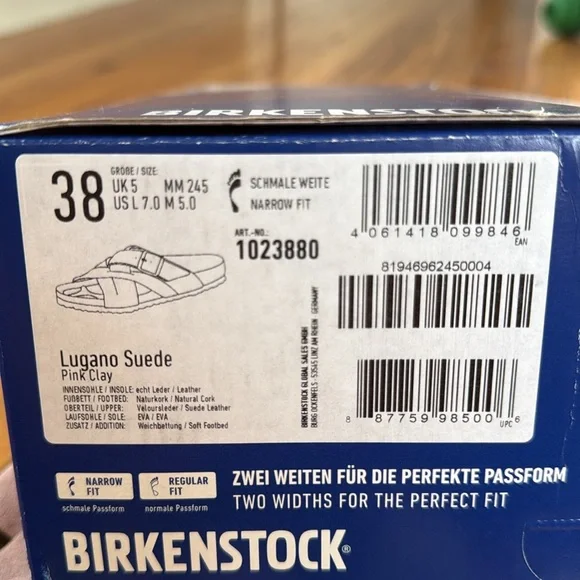 Birkenstock Lugano pink clay suede Women's Blush Sandals 38 - Picture 9 of 9